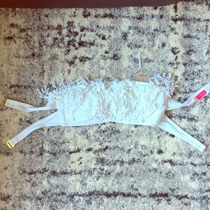 White strapless swim top